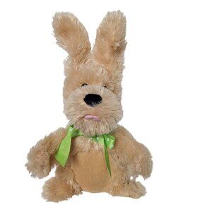 Cuddle Barn Animated Plush Dog Sings & Moves Ears Tan Green Polka Dot Bow 14"
